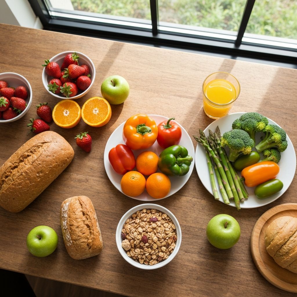Mesa preparada con variedad de opciones alimentarias